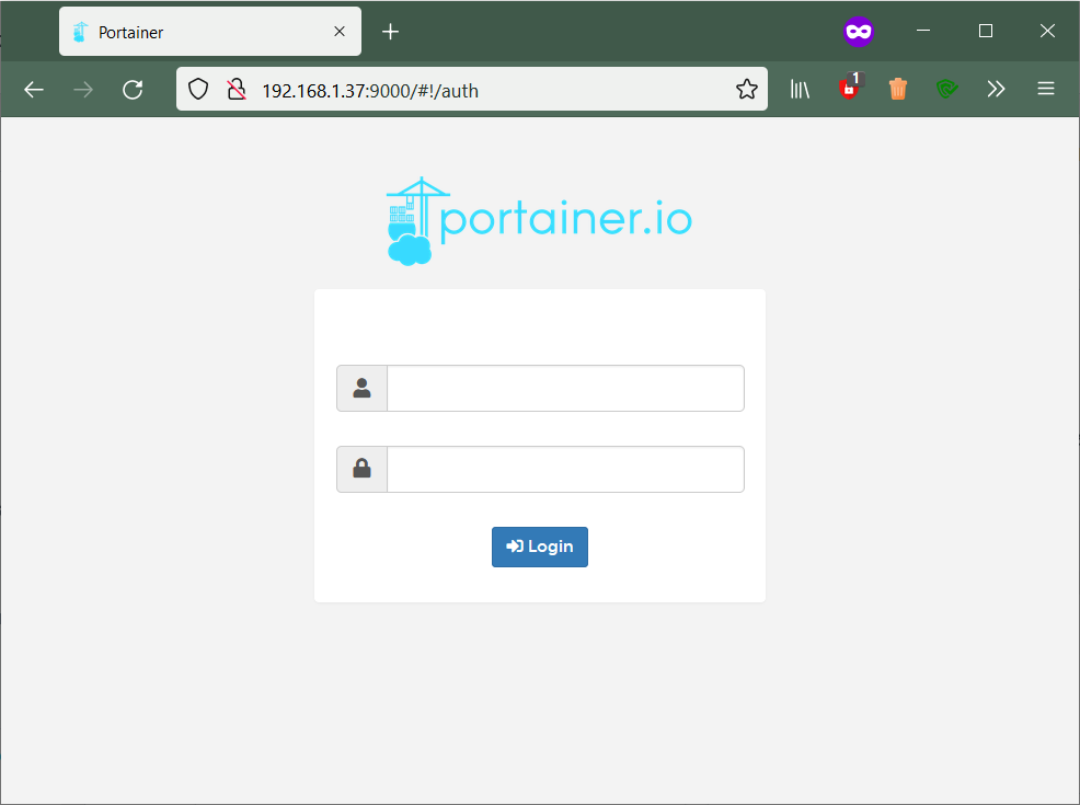 portainer login page